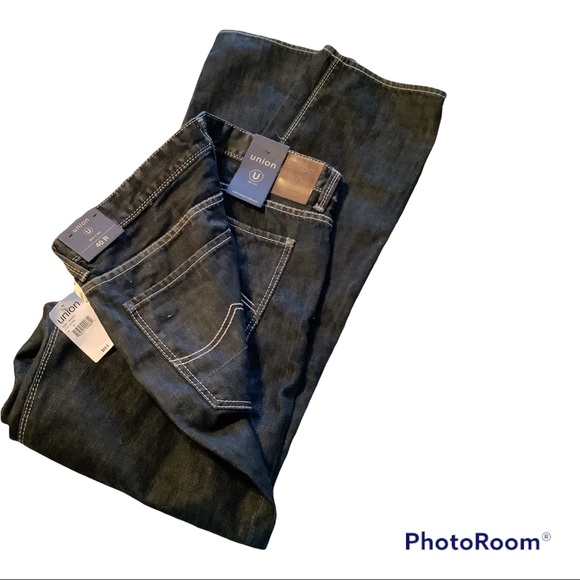 Men Union Sea//W 40R Slim Fit Blue Jeans - Picture 9 of 16